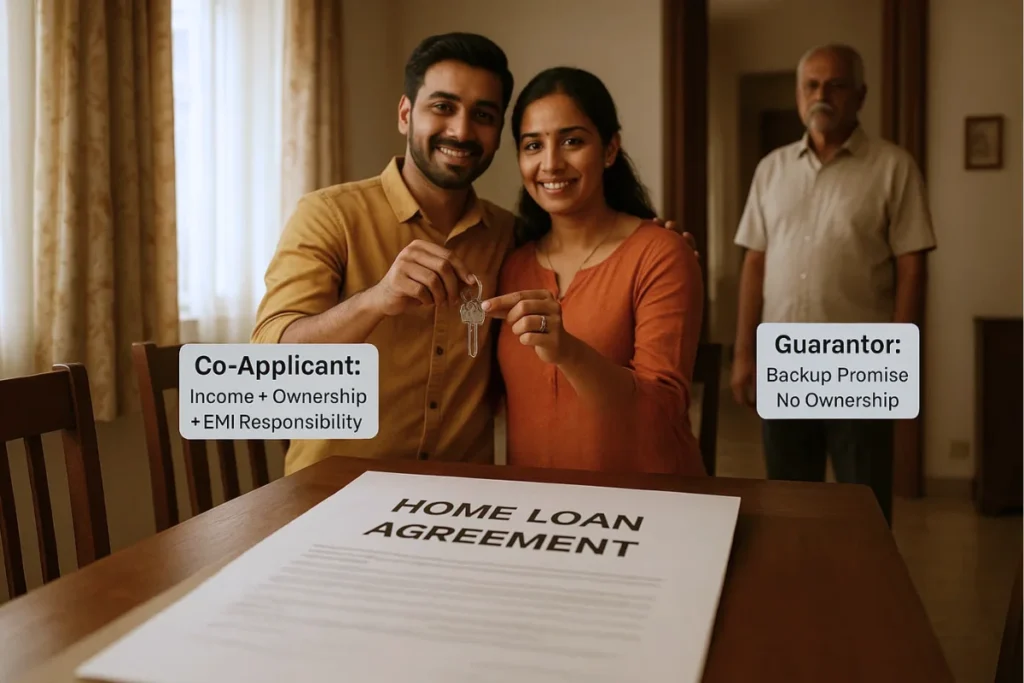Co applicant vs guarantor for home loans in India eligibility boost and risks