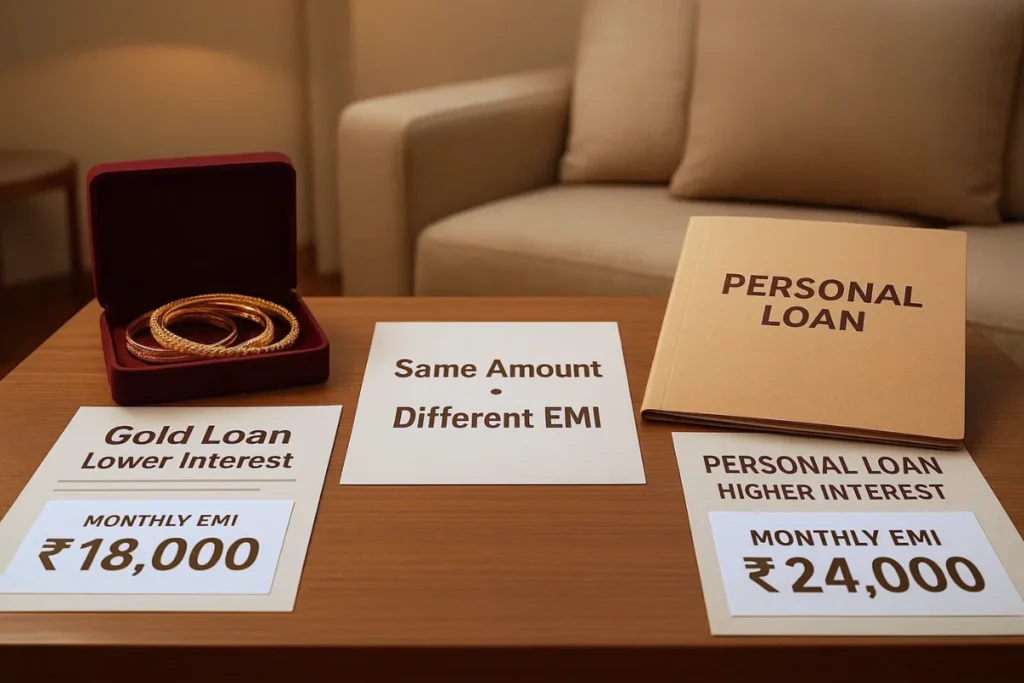 Gold loan vs personal loan in India which EMI is cheaper