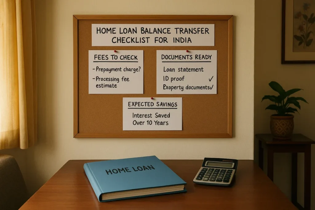 Home loan balance transfer checklist for India fees, documents, savings